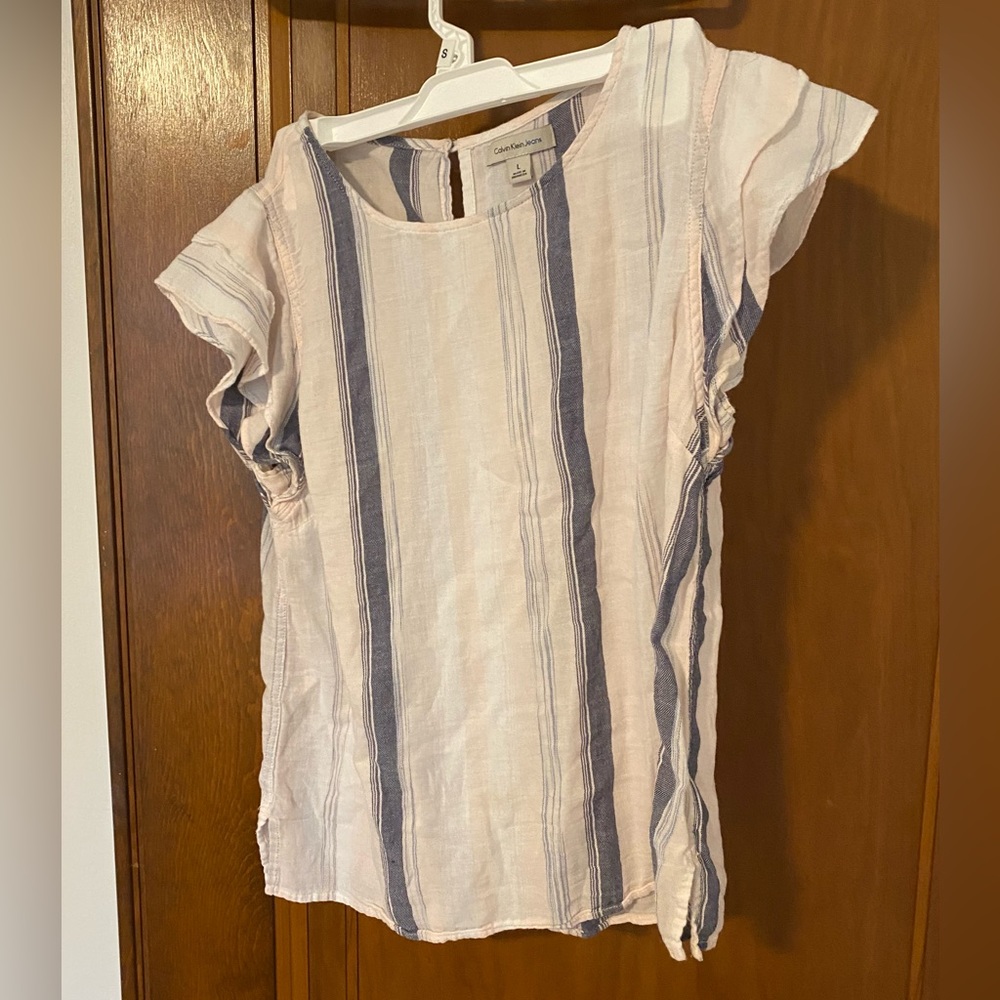 Calvin Klein Large Ruffle Sleeve Blouse